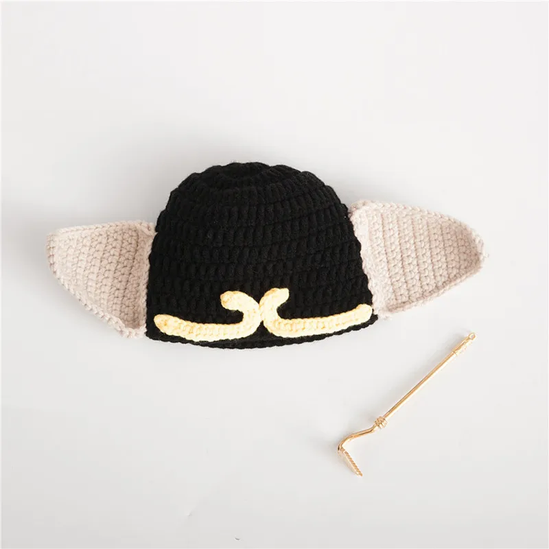 Аксессуары для новорожденных, реквизит для фотосъемки, детские шляпы кепки, вязаная шапка для младенцев, набор шапок, аксессуары для фотосессий для новорожденных - Цвет: Черный