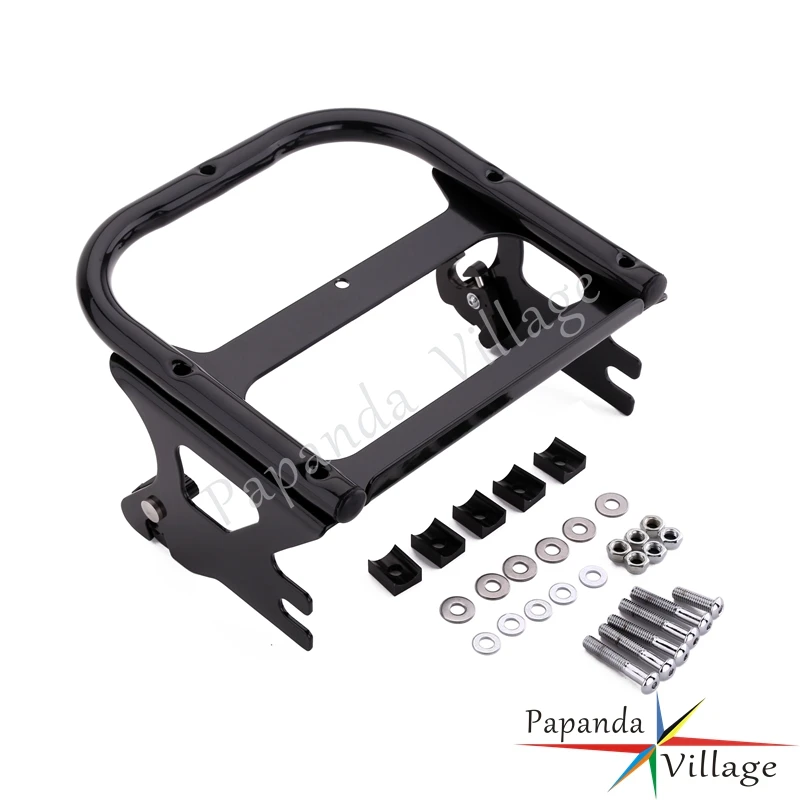 

Papanda Motorbike Black Detachable Two Up Mounting Luggage Rack for Harley Touring Road King Street Electra Glide 1997-2008