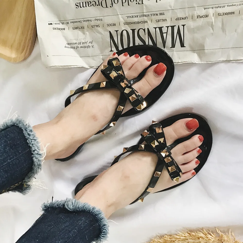 Buy Fashion rivet bow Casual Women slippers summer