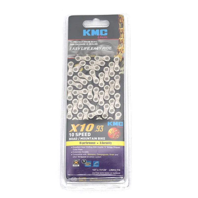 Best KMC X10.93 116L 10 Speed Silver Bicycle Chain With Original Box MTB Bike Spare Parts For Bicycles Intimate Goods 2