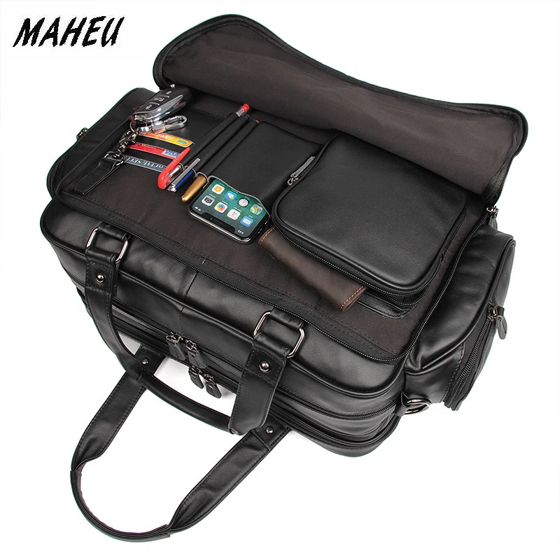 Бренд MAHEU, дизайнерский мужской портфель, мягкая коровья кожа, сумка для ноутбука, для бизнеса, дорожная сумка, мужская, черная, коричневая, портфель, сумка
