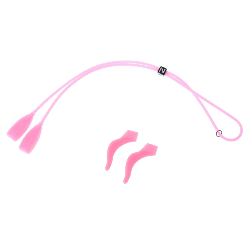 1 комплект, Детский милый Эластичный Силиконовый ремешок для очков, шнур, нескользящий держатель для ушей - Цвет: Розовый
