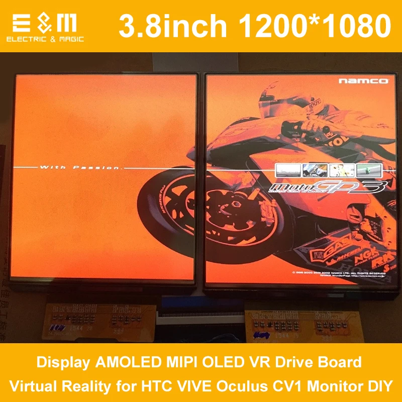 

E&M 2 Screen 90hz 3.8 inch 1200*1080 Display AMOLED MIPI OLED VR Drive Board Virtual Reality for HTC VIVE Oculus CV1 Monitor DIY