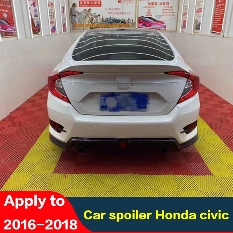 

Used FOR Honda civic Car spoiler 2016 2017 2018 High quality FRP car wing Rear lip rear spoiler Colorful car tail fin