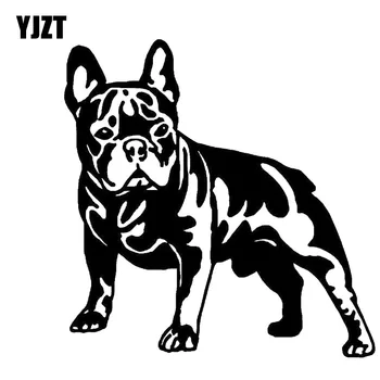 

YJZT 12.6CM*12.7CM BULLDOG DOG Lovely Vinyl Car Sticker Decals Black/Silver C10-00343