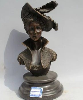 

Copper Brass CHINESE crafts Asian 10"Western Art sculpture Bronze Marble Famous Nobility Women Dai an na Statue