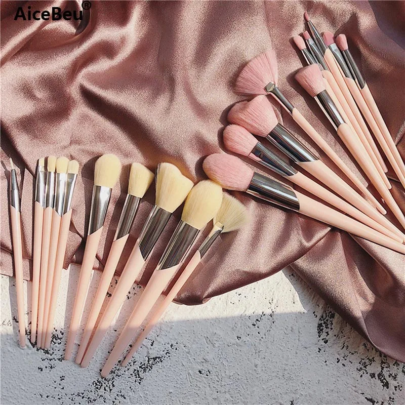 

AiceBeu 10Pcs Rose Gold Handle Makeup Brushes Set Foundation Powder Blush Eye Shadow Lip Brushes Face Beauty Makeup Tools Kit