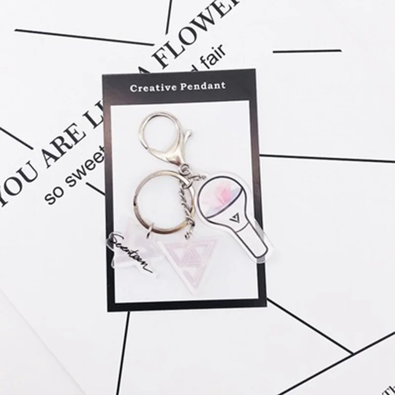 

Got7 BlackPink Seventeen Twice EXO Creative Pendant Transparent Acrylic Bangtan Key Chain Key Ring LJ114