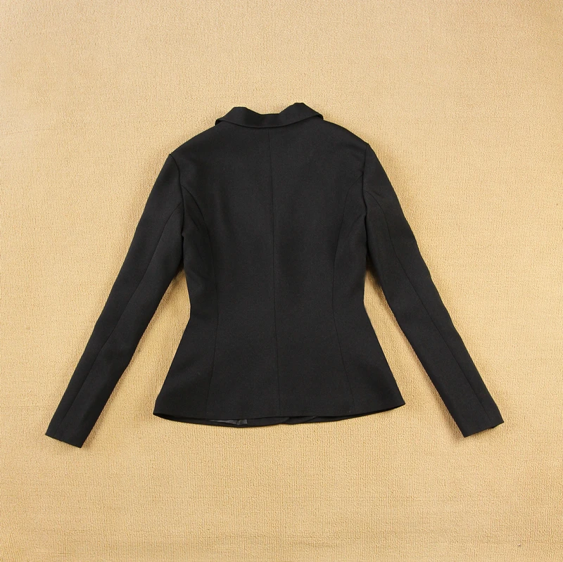 Для женщин комплект осень и зима новый тонкий простой инструмент черный костюм + 9 Штаны костюм Для женщин