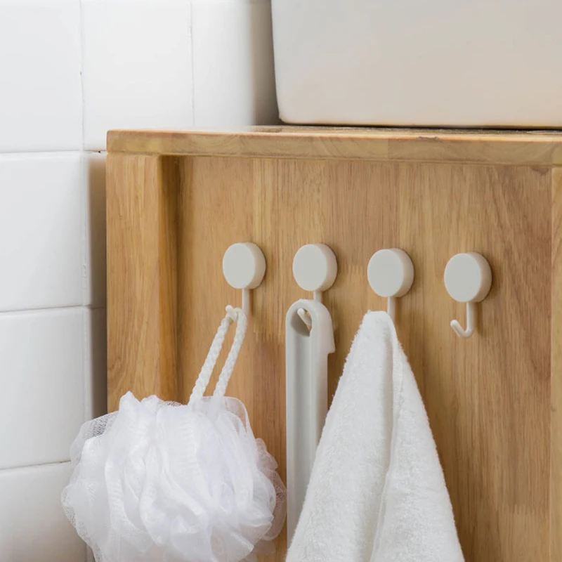 Creative simple mini plastic hook hook free nail-free punching bathroom kitchen home wall hook strong