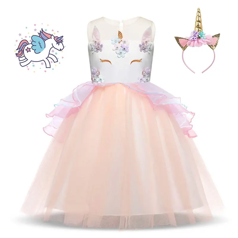 Горячая Распродажа; вечерние платья с единорогом для девочек в Instagram; новые дизайнерские Детские платья для выпускного бала; Пышное Платье-пачка принцессы на день рождения - Цвет: Peach01