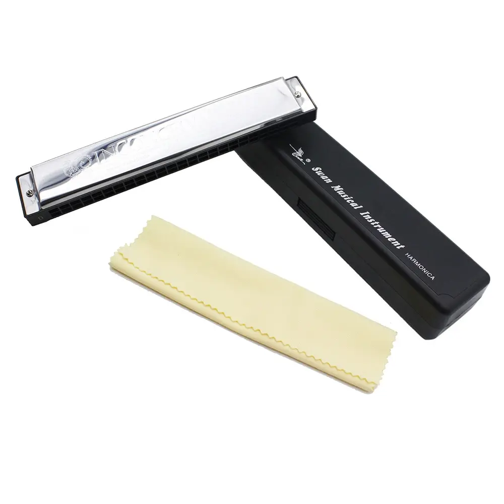

High Quality Key of D 24 Double Holes Tremolo Harmonica Mouth Organ with 48 Reeds Woodwind Instruments