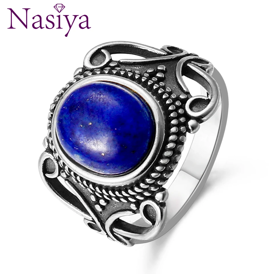 

Nasiya Luxury Vintage Flower 8x10MM Oval Lapis Rings For Women 925 Silver Ring Anniversary Party Mother's Day Gift Fine Jewelry