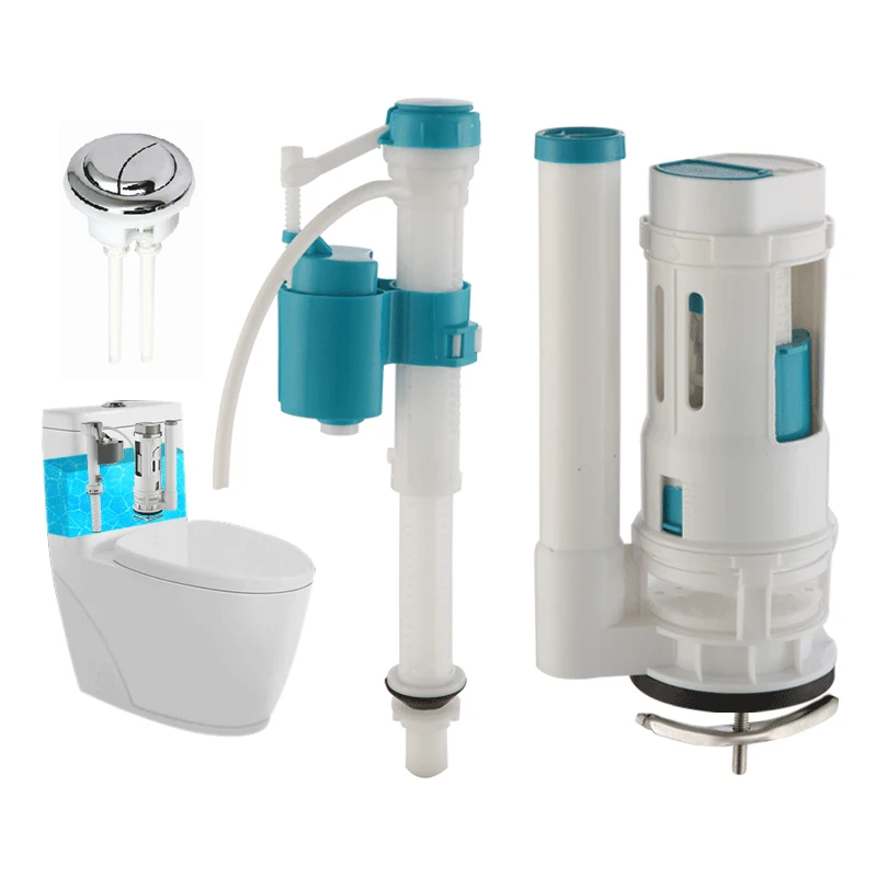 

Toilet Water Tank Dual Flush Push Button Cistern Siphon Valve Kits WC Toilet