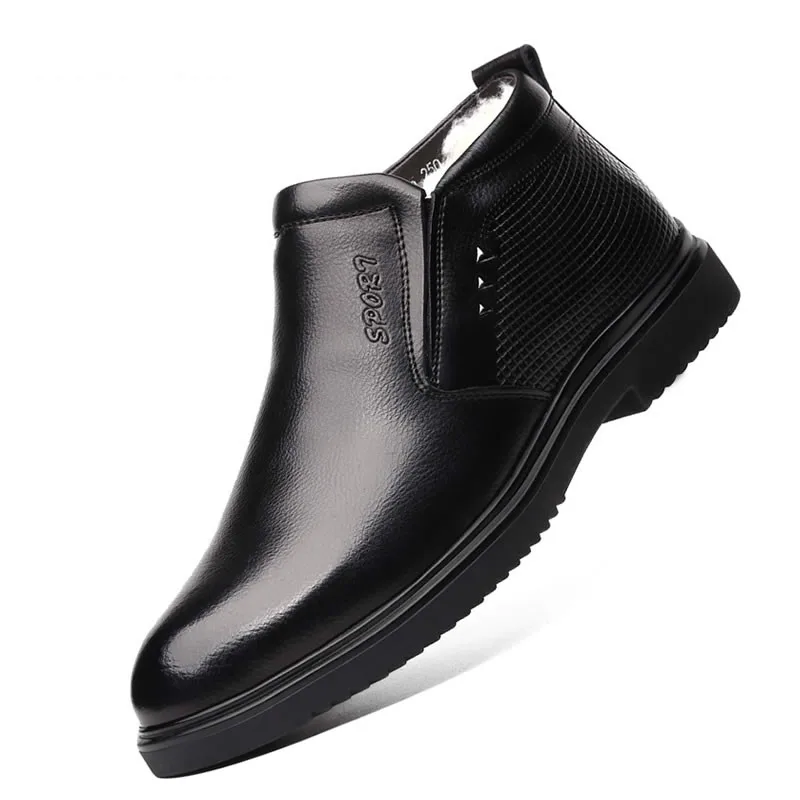 

2018 Hot Black Fashion Casual Handmade Men's Leather Winter Warm Snow Boots Men's Ankle Boots Men's Business Dress Shoes XX-323