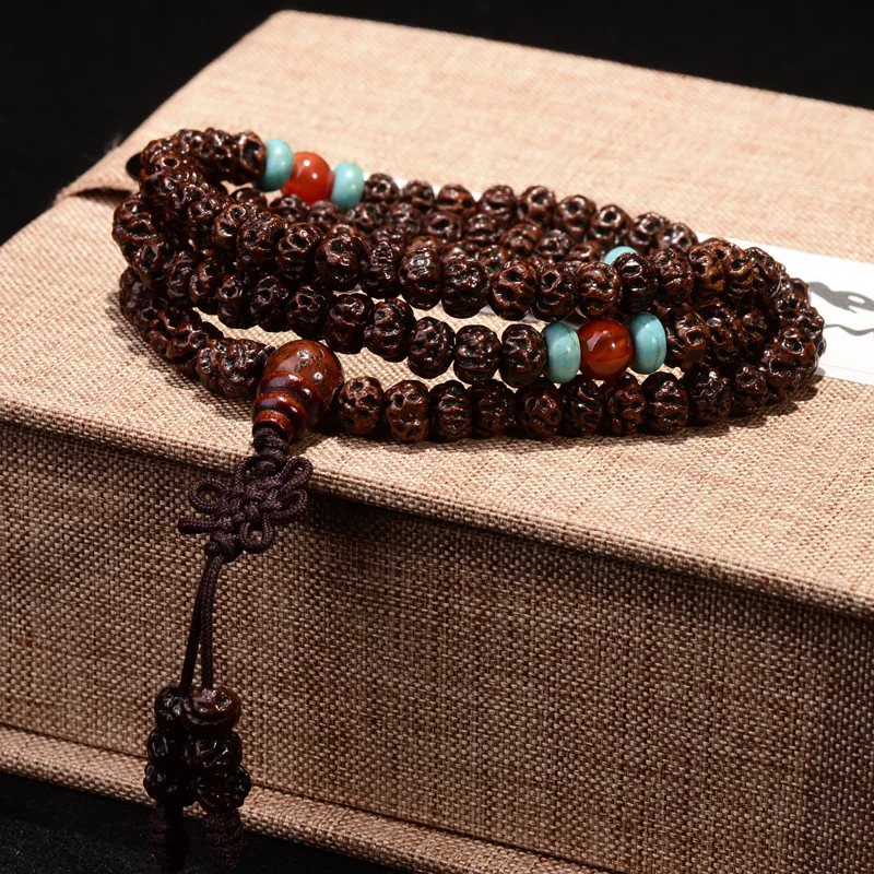 

Natural Black White Small Ruyi Bodhi Seeds Beads 108 Divine Bodhi Buddha Beads Bracelets Wood Japa Mala Tibetan Buddhism Jewelry