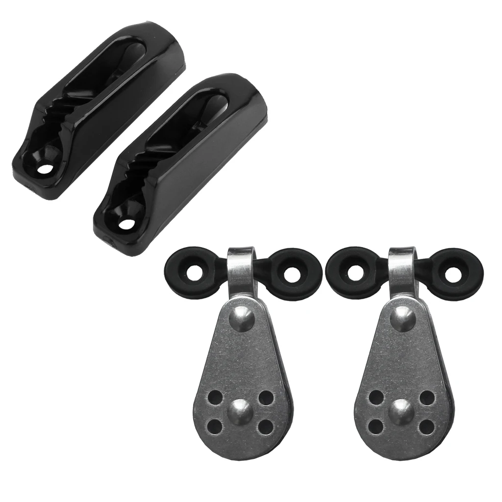 Marine Kayak Pulley Blocks, Pad Eyes Self-Lock Rope Runner for Anchor Trolley Kit Kayak Canoe Fishing Boat Dinghy Yaht Accessory