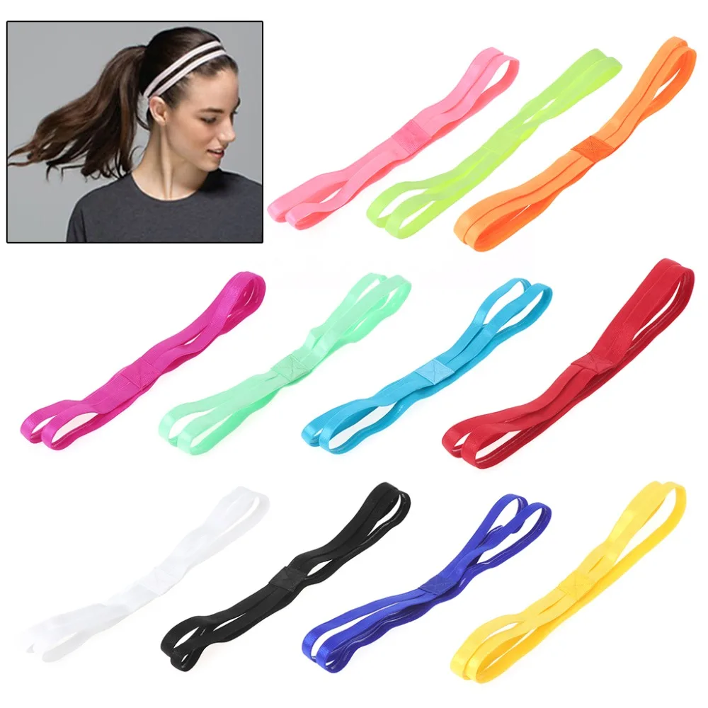 

Sport Hair Band Elastic Anti Slip Double Bands Yoga Exercise Women Accessories