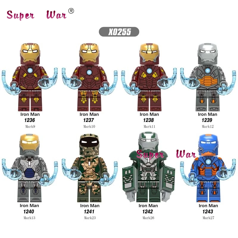 

Single Avengers Endgame Iron Man Mark9 Mark10 Mark11 Mark12 Mark13 Mark23 Mark26 Mark27 building blocks Kids Toys