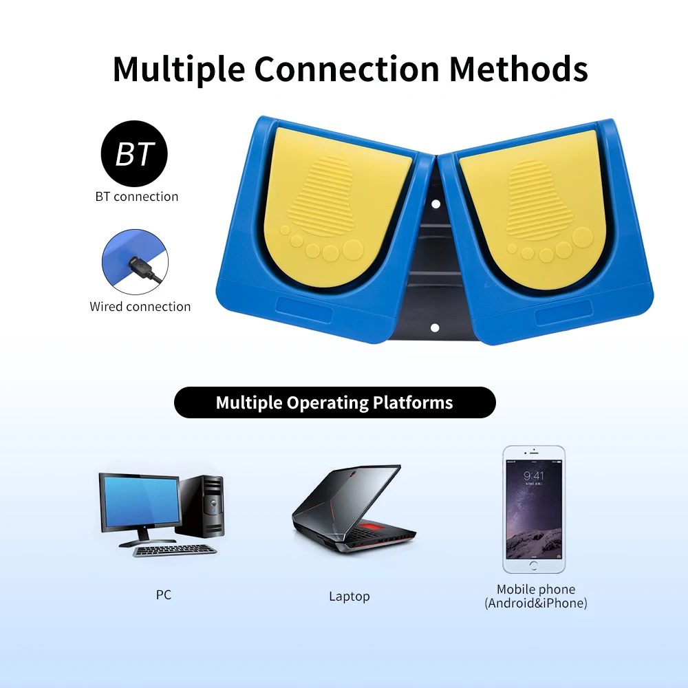 Беспроводная Bluetooth USB 2 ножная клавиатура переключатель с управлением