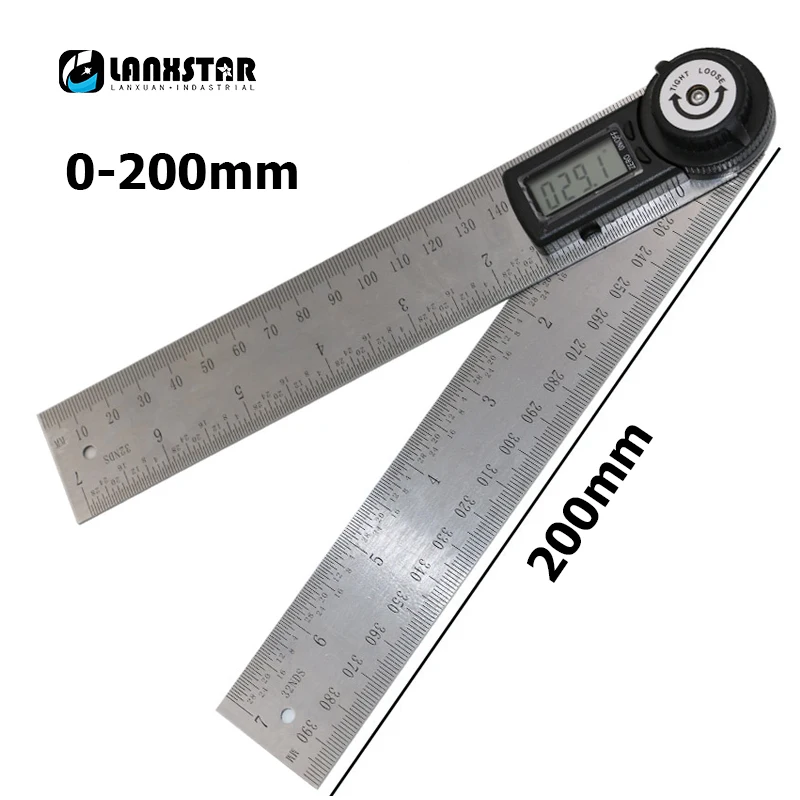 Digital Display 200mm Angle Gauge Stainless Steel Angle protractor