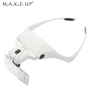 

Headband Light lamp Magnifying Glasses LED Magnifying Glass 5 Lens Adjustable For Eyelash Extension False Lashes Makeup Tools