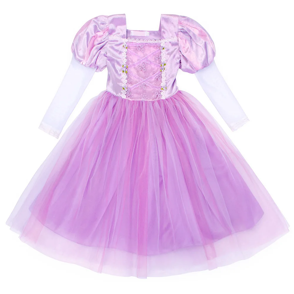 AmzBarley/платье принцессы Рапунцель для девочек; карнавальный костюм на Рождество, Хэллоуин; одежда с длинными рукавами для малышей на свадьбу, день рождения, вечеринку