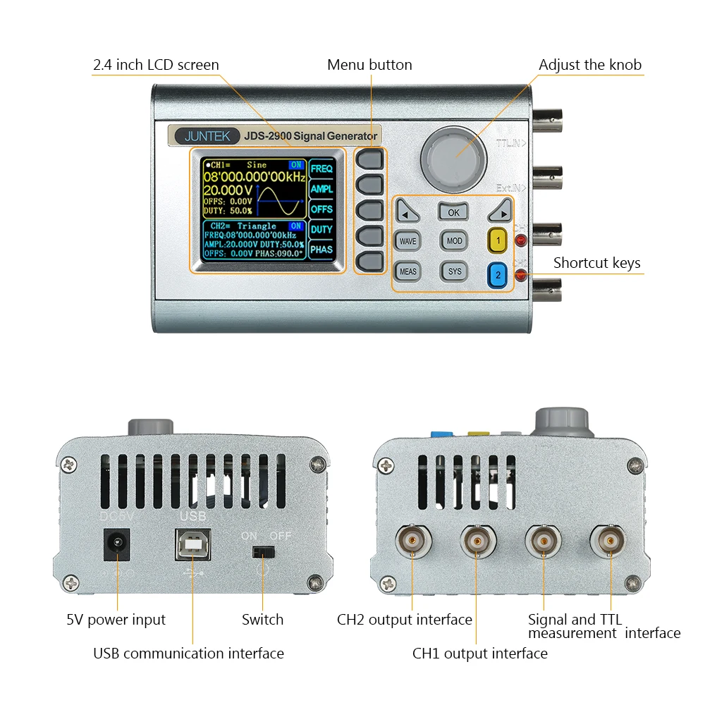 JDS2900-60M Профессиональный цифровой двухканальный DDS функция генератор сигналов импульсный произвольной формы генератор частоты