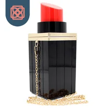 Lady Lipstick Shape Messenger Bags women acrylic evening bag brand designer Small Purse Chain Shoulder Bags