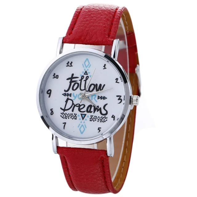 Aimecor Fashion Women Watch Follow Your Dream Neutral Letter Pattern Leather Ana Aimecor Fashion Women Watch Follow Your Dream Neutral Letter Pattern Leather Ana