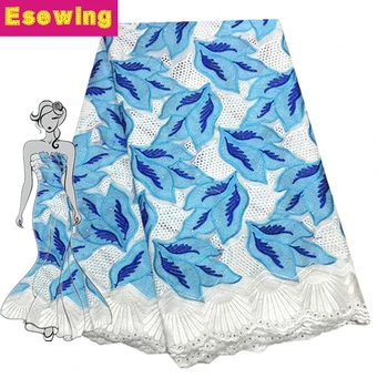 

Wholesale High Quality Swiss Voile Lace In Switzerland Pretty100% Cotton Swiss Voile Laces For African Sewing In White+Blue