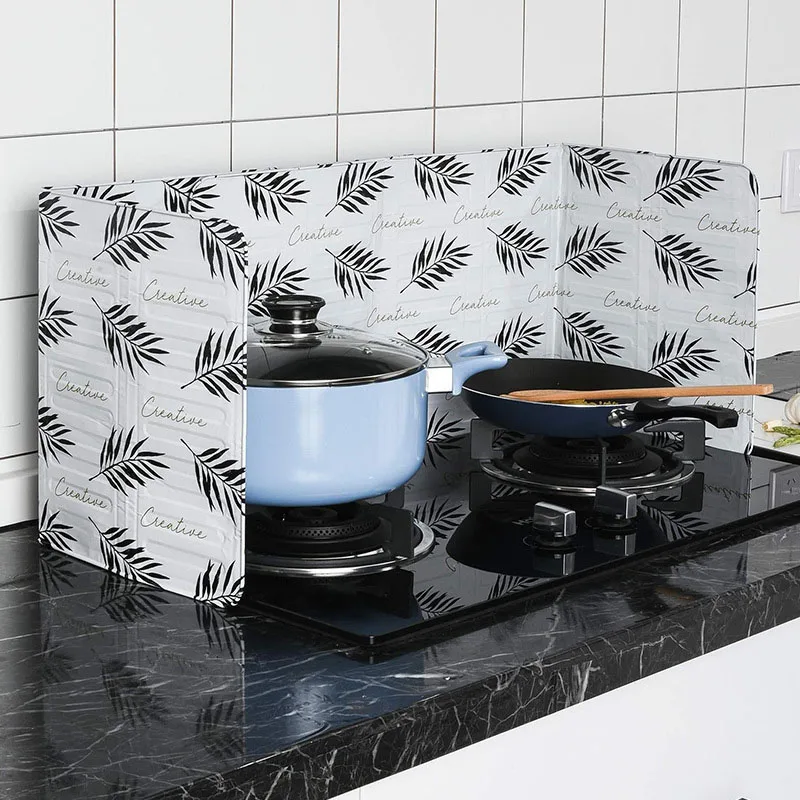 kitchen cooking shield frying oil splash screen cover anti splatter shield guard aluminium foil scald proof board protection pla Kitchen Aluminum Foil Baffle High Temperature Oil Splash Guard Baffle Gas Cooktop Insulation Board Kitchen Gadgets For Cooking