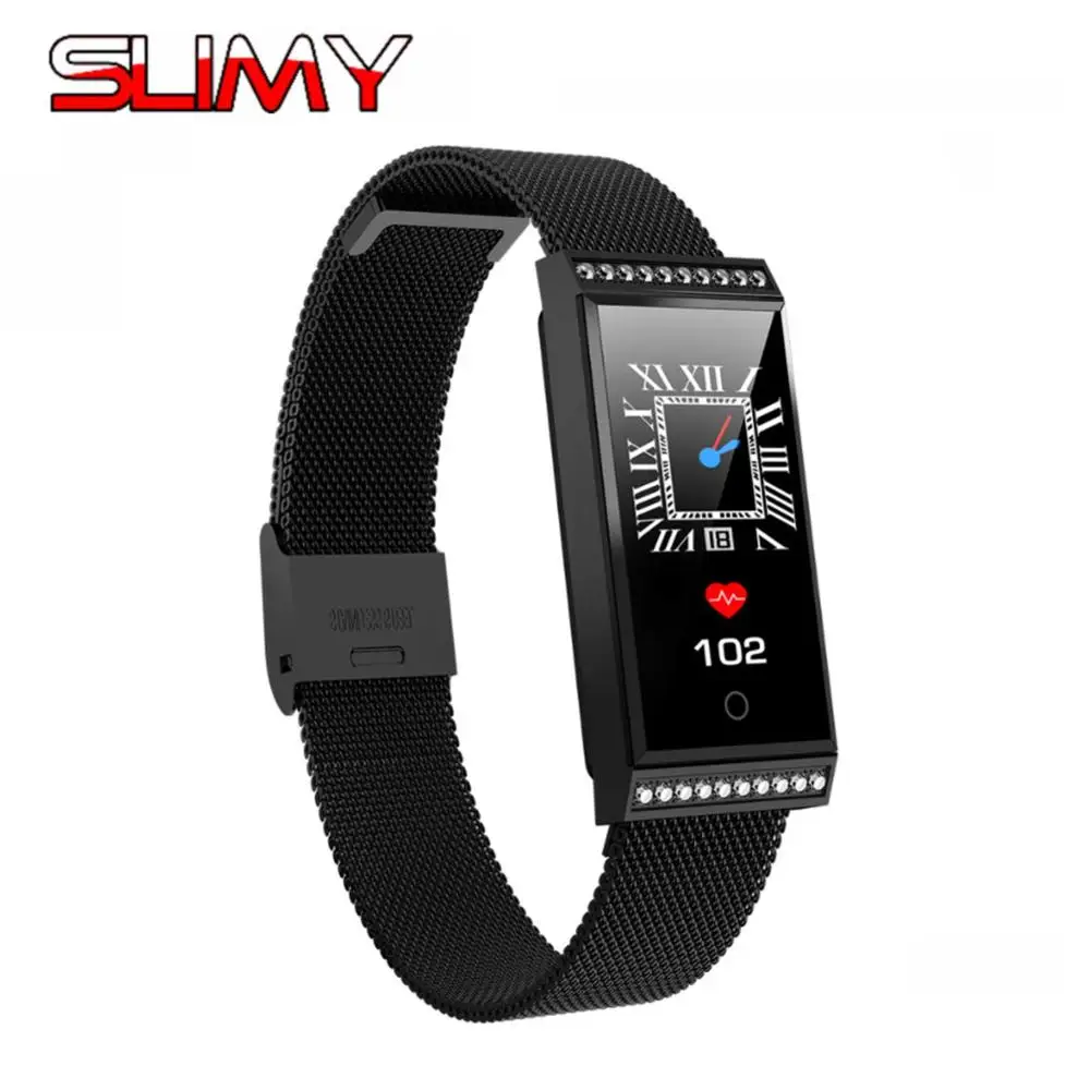 Black Metal Strap Slimy X11 смарт-браслет 0,96 дюймов Цвет Экран смарт-браслет поддерживает Водонепроницаемость IP68 монитор сердечного ритма шагомер Фитнес трекер - Цвет: Black Metal Strap