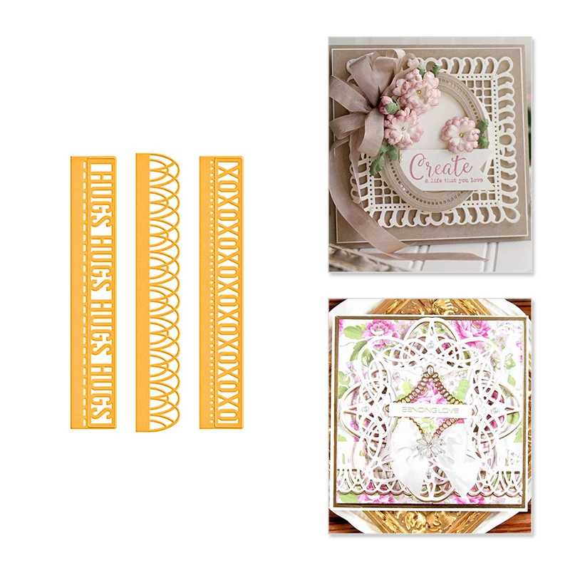 

Naifumodo Lace Words Frame Metal Cutting Dies Scrapbooking Letter Hugs Frame for Graceful Album Decorative Embossing New 2019
