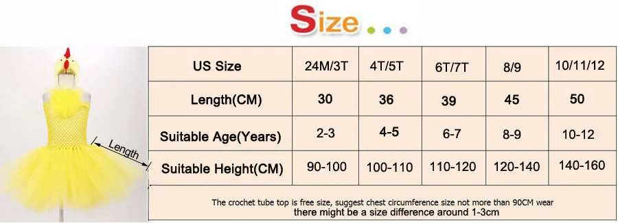 1Set Children Tutu Dress Baby Girls Birthday Party Dress Kids Halloween Chicken Costume Outfit Girls Animal Fancy Dress Up (3)