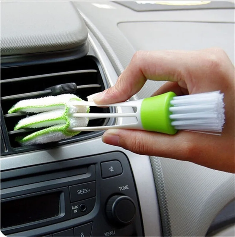 

Hot double Head Car Air-condition Brush Keyboard Dust Collector Window Leave Blinds Cleaner Duster Computer Clean Tools