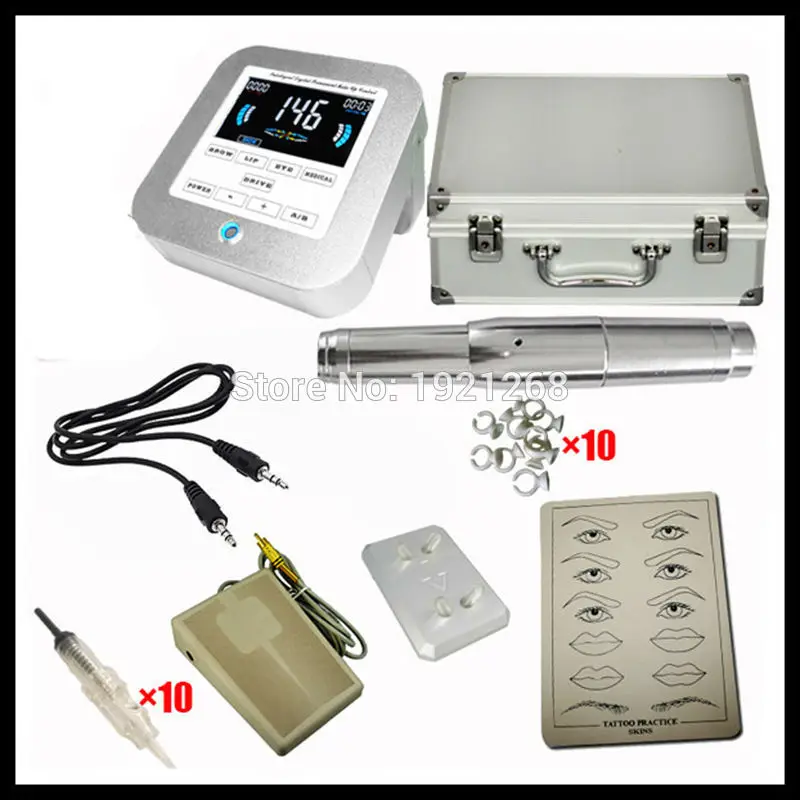 

1 full set professional digital tattoo swiss motor handpiece permanent makeup kits for eyebrow lip liner DHL free shipping
