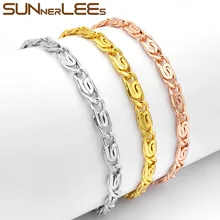 SUNNERLEES модные украшения Белый розовое золото цвет браслет 4 мм Улитка звено цепи для мужчин женщин подарок C05 B