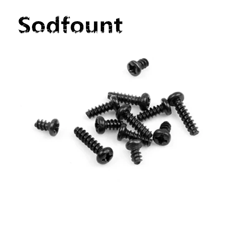

100pcs/lot Metric Thread M2.6X4/5/6/8/10mm Phillips Round Self-tapping Flat tail Screws PB Iron black electronic screw