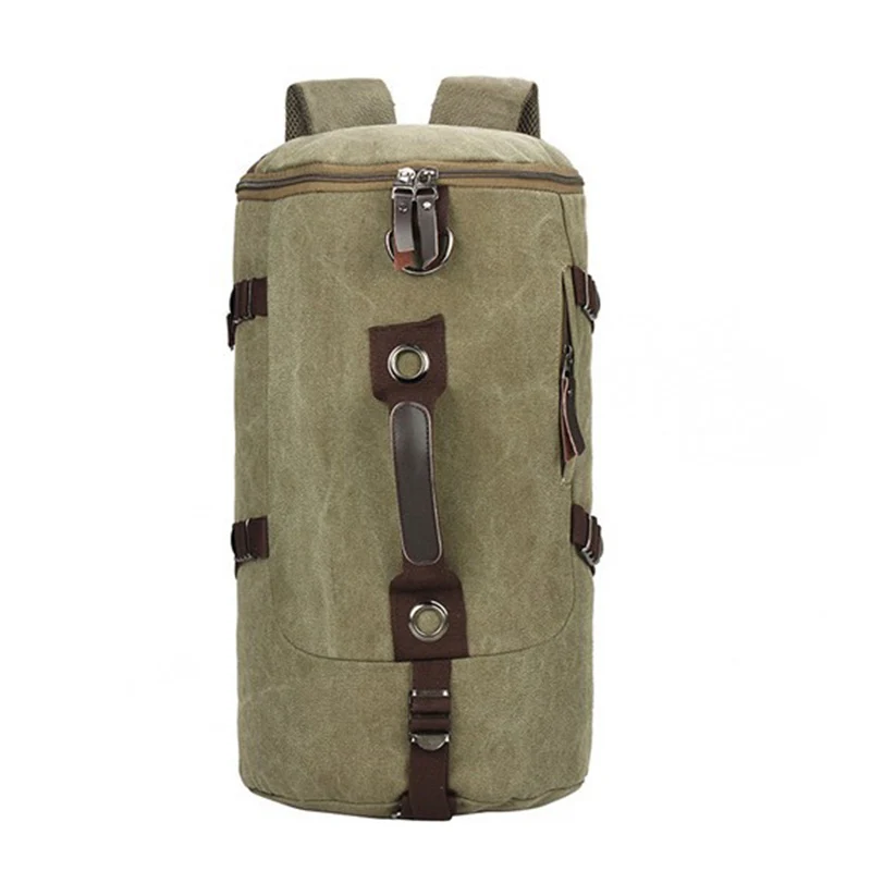 Men's Fashion Backpack Large Capacity Canvas Pack Bucket Shoulder Bag Man Travel Mountaineering Backpacks Multi Function Bags