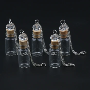 

5 Pieces Essential Oils Diffuser Vials Necklace Pendant Glass Bottles with Corks 0.5ML Brown + 1.0ML Clear