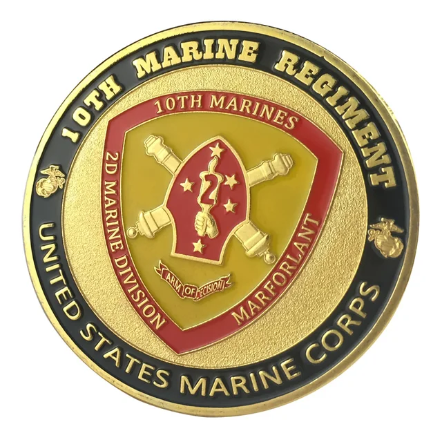 United States Marine Corps USMC 10TH Marine Regiment Good Selling Gold