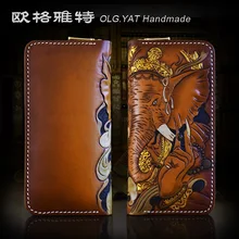 OLG. YAT кошелек ручной работы мужские сумки кожаные мужские женские Сумки Слон Ганеш ретро сумки