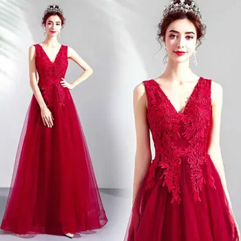 

Deluxe Red Evening Dinner Dress Eye Catching Handmade Embroidery Wedding Party Dress Red Carpet Dress For Women Plus Size 5XL