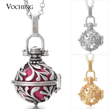 

10pcs/lot Vocheng Caller Harmony Necklace Perfume Locket 3 Colors Copper Metal Pendant with Stainless Steel Chain VA-029*10