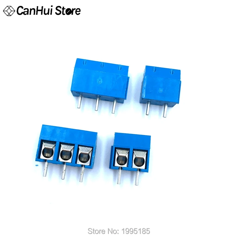 

20PCS/LOT KF301-2P "+" Screw 2Pin KF301-3P "-" Screw 3Pin 5.0mm Straight Pin PCB Screw Terminal Block Connector Blue KF301