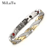 MiLaTu Fashion Women’s Healthy Bracelet Gold Plated Bio Energy Bracelets & Bangles Magnetic Chain Link Bracelet Men Jewelry B285