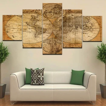 

Abstract Vintage Globe World Map Puzzle Oil Paintings HD Print Canvas Wall Art Modern Picture for library Office Room Home Decor