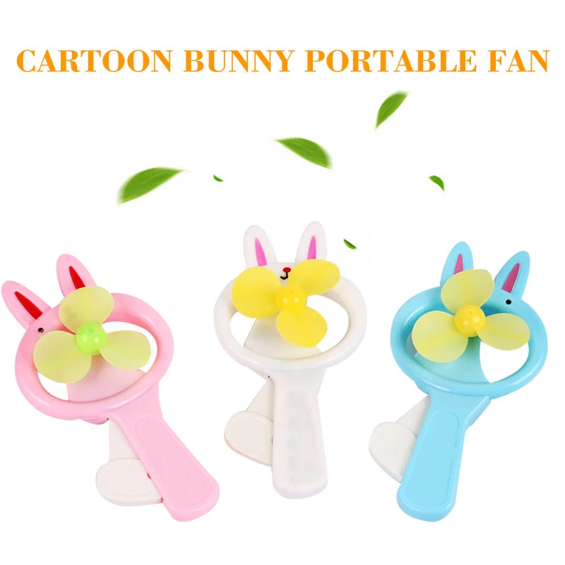 

Mini Small Fan Handheld Mini Fan Plastic Desk Kids Rabbit Cartoon Natural Wind Children Silent Office Handheld Desk Fans