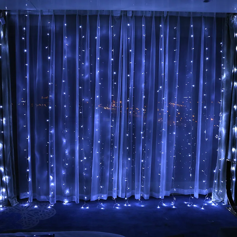 3*3M 300 LED Curtain String Light EU/US/AU/UK Plug Powered Bedroom Decoration Fairy Light Indoor Copper Wire Curtain Light SL077